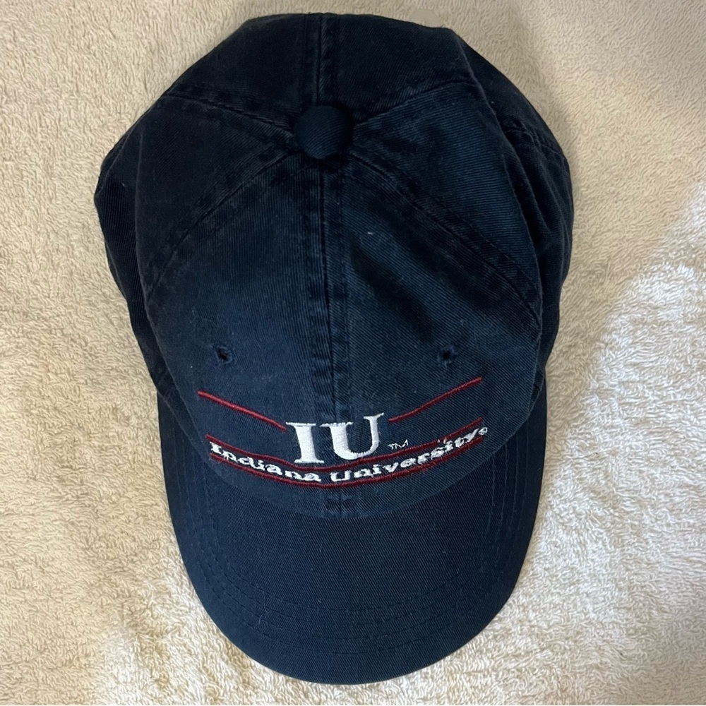 Indiana University Fitted Size 7-1/8 Navy Blue Cotton Ball Cap by The Game - Picture 13 of 15